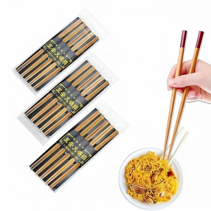 general Explore Asian Cuisine: These non-slip chopsticks are suitable for beginners and experienced alike to serve a wide range of Chinese, Vietnamese and Korean food, such as noodles, rice, sushi, sashimi, meat or fried chicken dishes. HIGH-QUALITY MATERIALS: Our reusable chopsticks are made of carefully selected high-quality bamboo, which is a natural and environmentally friendly material. The material is also dishwasher safe but is also food grade, non-toxic and chemical-free. - Image 2